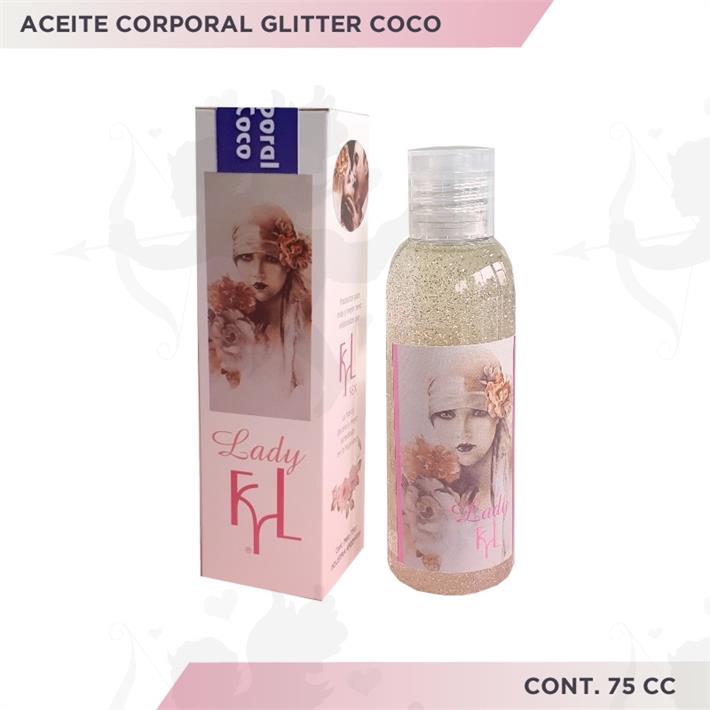 Cód: CR L COCO - Aceite corporal con Glitter y aroma a coco 75cc - $ 1660
